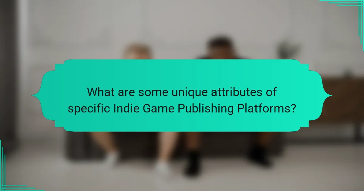 What are some unique attributes of specific Indie Game Publishing Platforms?