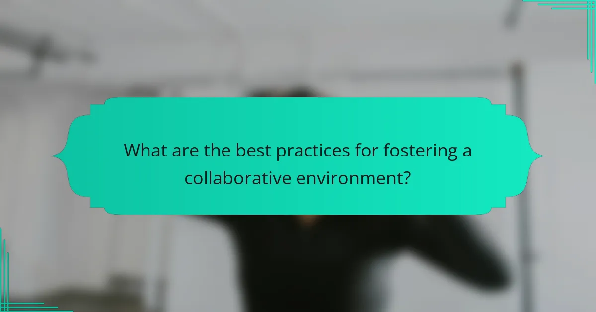 What are the best practices for fostering a collaborative environment?