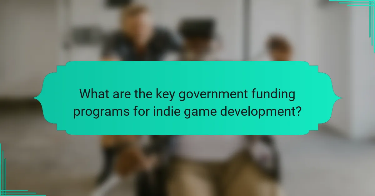 What are the key government funding programs for indie game development?