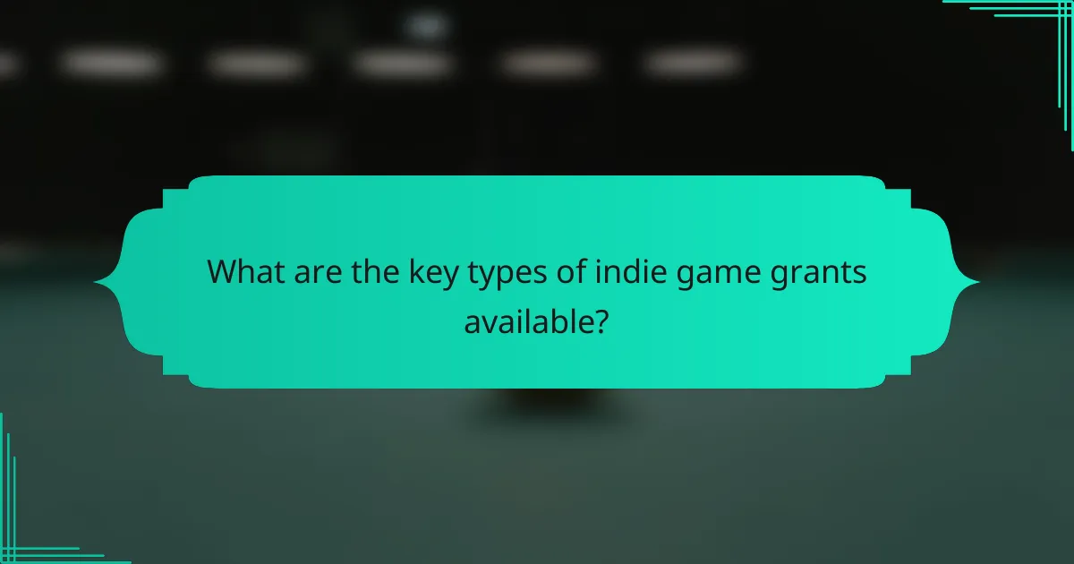 What are the key types of indie game grants available?