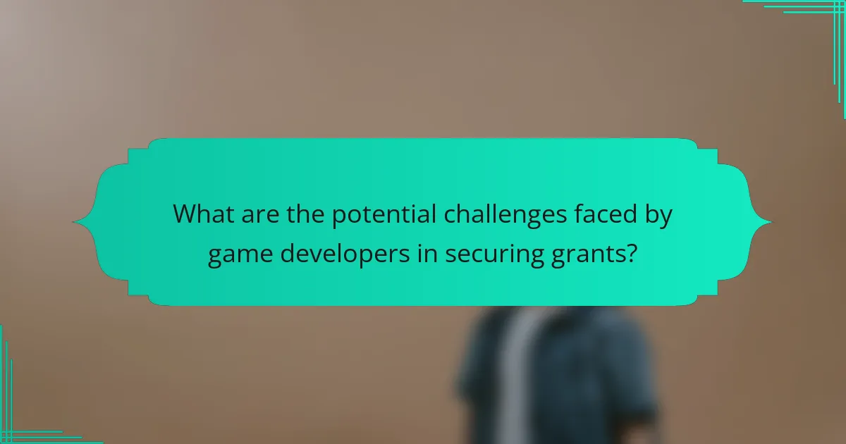 What are the potential challenges faced by game developers in securing grants?