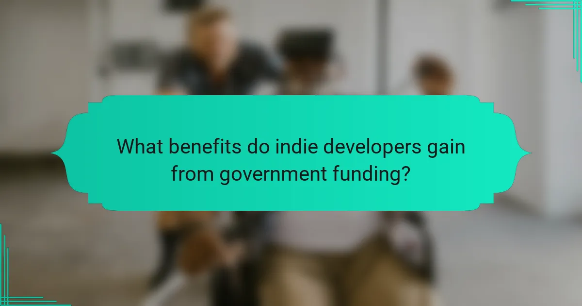 What benefits do indie developers gain from government funding?