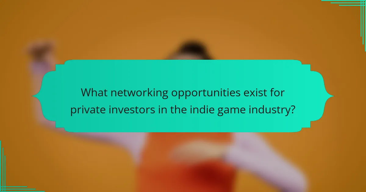 What networking opportunities exist for private investors in the indie game industry?