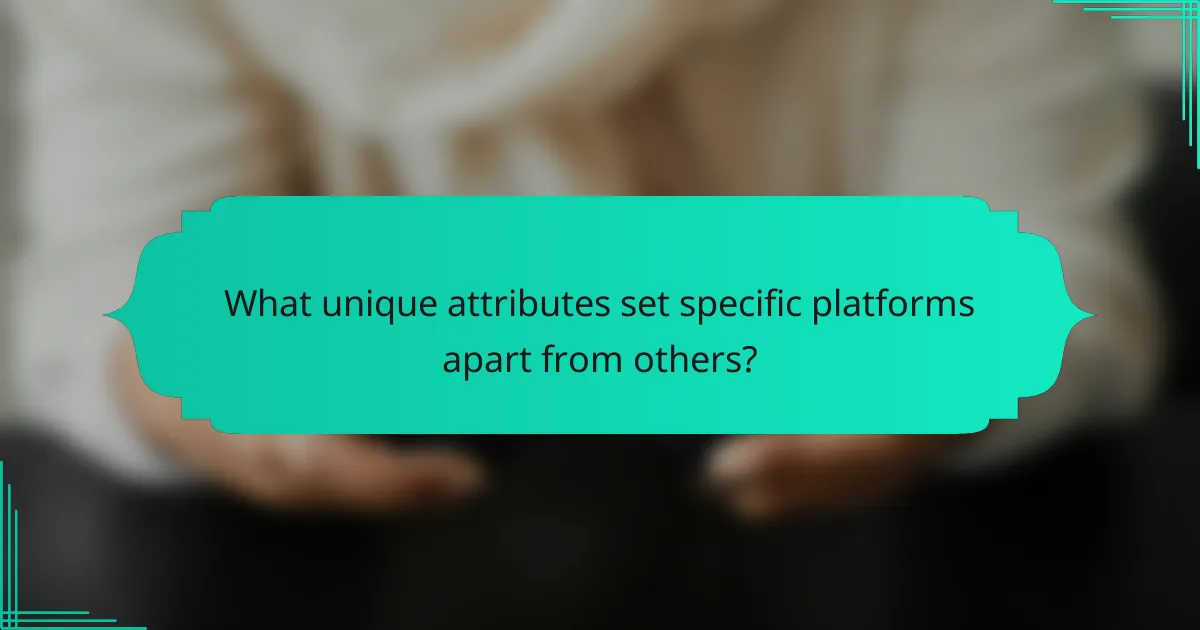 What unique attributes set specific platforms apart from others?